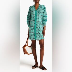 Diane Von Furstenberg Printed Crepe Jessica Dress Crochet Trim XL